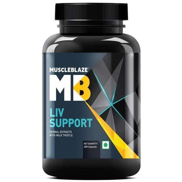 MUSCLEBLAZE LIV SUPPORT 60capsules HERBAL EXTRACTS WITH MILK THISTLE 60capsules - MB www.oms99.in