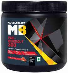MUSCLEBLAZE PRE-WORKOUT 300mg ENERGY.PUMP.RECOVERY 300mg 250 gram - MB www.oms99.in