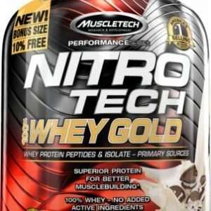 MUSCLETECH PERFORMANCE SERIES NITRO TECH 100% WHEY GOLD 5.54lbs WHEY PROTEIN PEPTIDES & ISOLATE 5.54lbs - MUSCLETECH