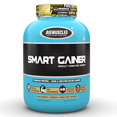 BIG MUSCLES SMART GAINER RESULT ORIENTED SERIES 6lb PREMIUM PROTEIN CARB & CREATINE MATRIX GAINER 6lb - BIG MUSCLES www.oms99.in