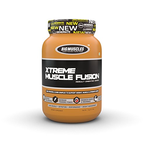 BIG MUSCLES XTREME MUSCLE FUSION RESULT ORIENTED SERIES 2.2lb HIGH PROTEIN & CARB COMPLEX TO SUPPORT WEIGHT MUSCLE & STRENGTH GAINS 2.2lb - BIG MUSCLES www.oms99.in