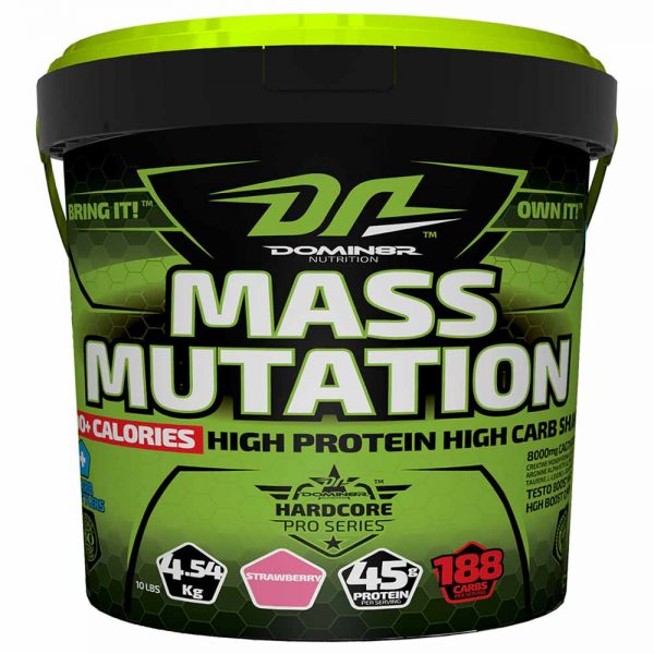 DOMIN8R MASS MUTATION 10lb HIGH PROTEIN HIGH CARB SHAKE 11lb - DOMIN8R NUTRITION www.oms99.in