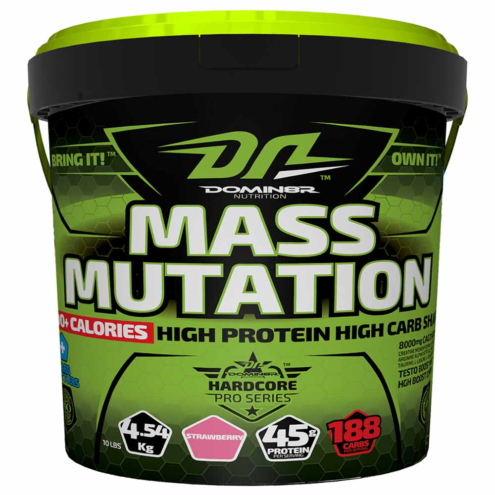 DOMIN8R MASS MUTATION 10lb HIGH PROTEIN HIGH CARB SHAKE 11lb - DOMIN8R NUTRITION www.oms99.in