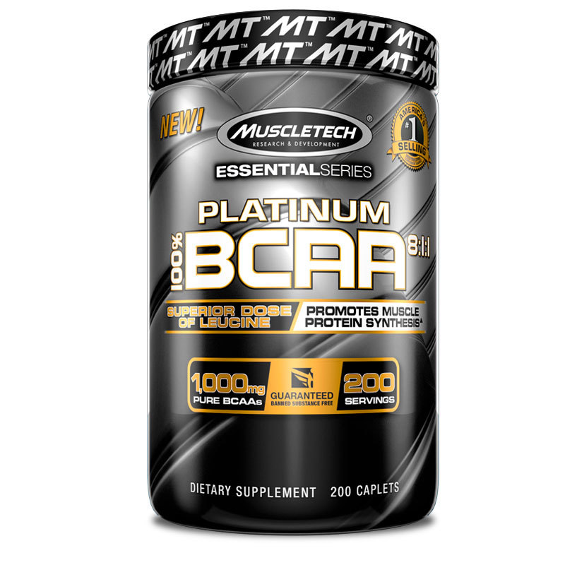 MUSCLETECH ESSENTIAL SERIES PLATINUM 100% BCAA 811 200caplets - MUSCLETECH www.oms99.in