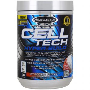 MUSCLETECH PERFORMANCE SERIES CELL TECH HYPER BUILD 488gm POWERFUL 5 IN 1 POST WORKOUT CREATINE & BCAA FORMULA 488gm - MUSCLETECH www.oms99.in